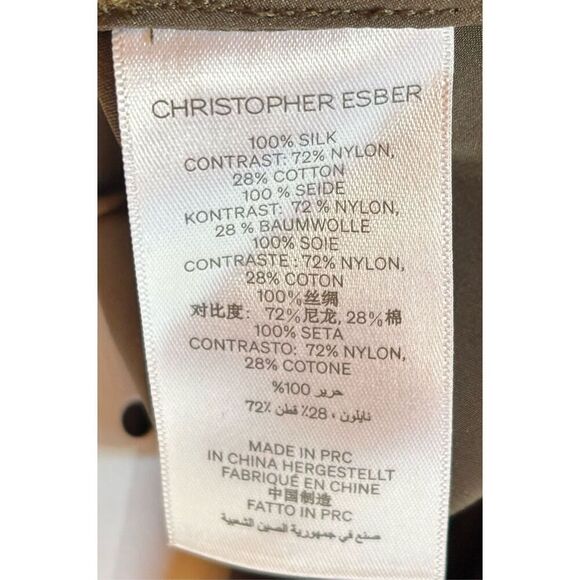 CHRISTOPHER ESBER Verdant Falls Draped Silk Satin Bodysuit in Seaweed NWT Size 8 - Picture 13 of 13